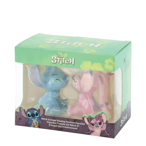 Flocked Kissing Stitch and Angel Figurines