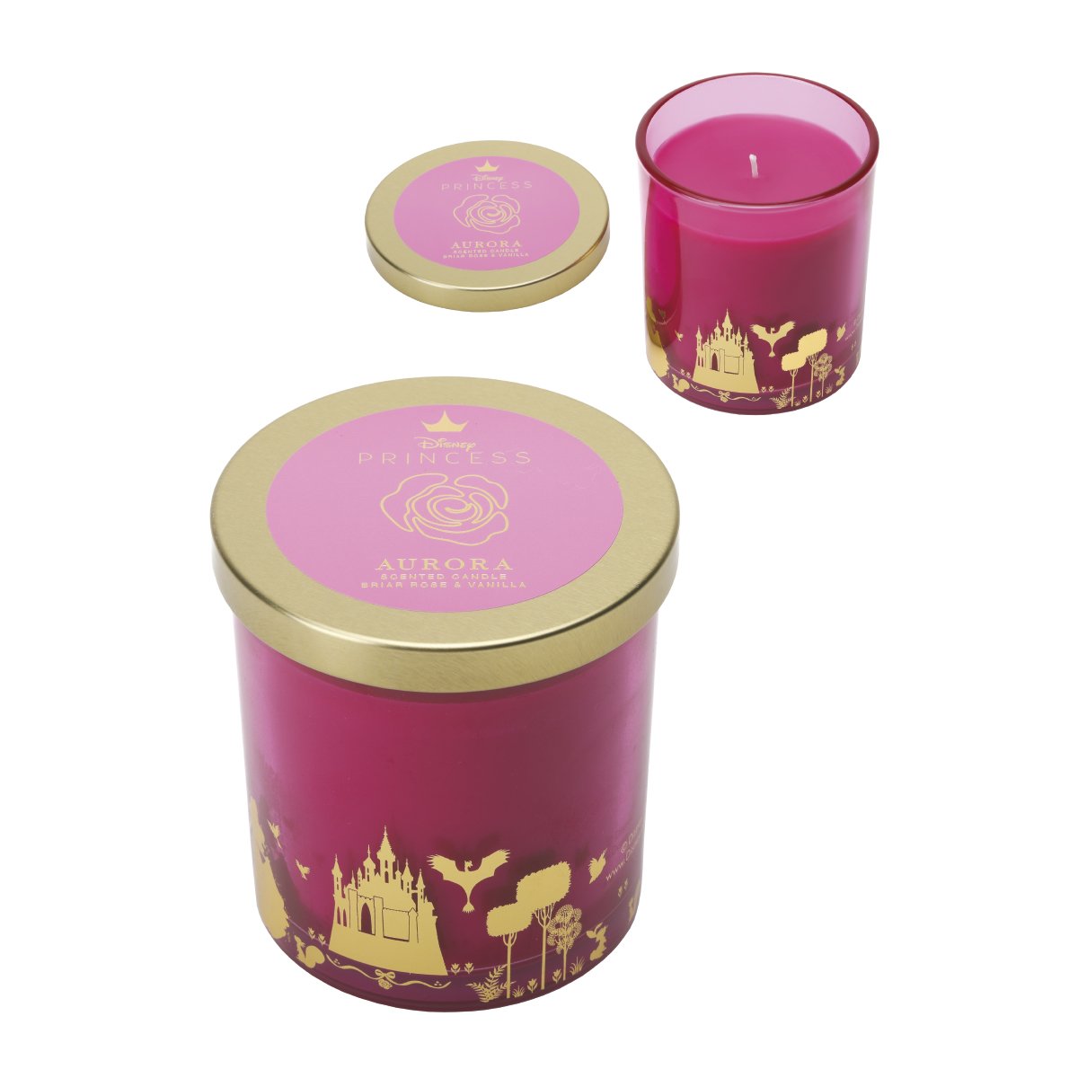 SLEEPING BEAUTY GLASS/METAL CANDLE BRIAR ROSE&VANILLA