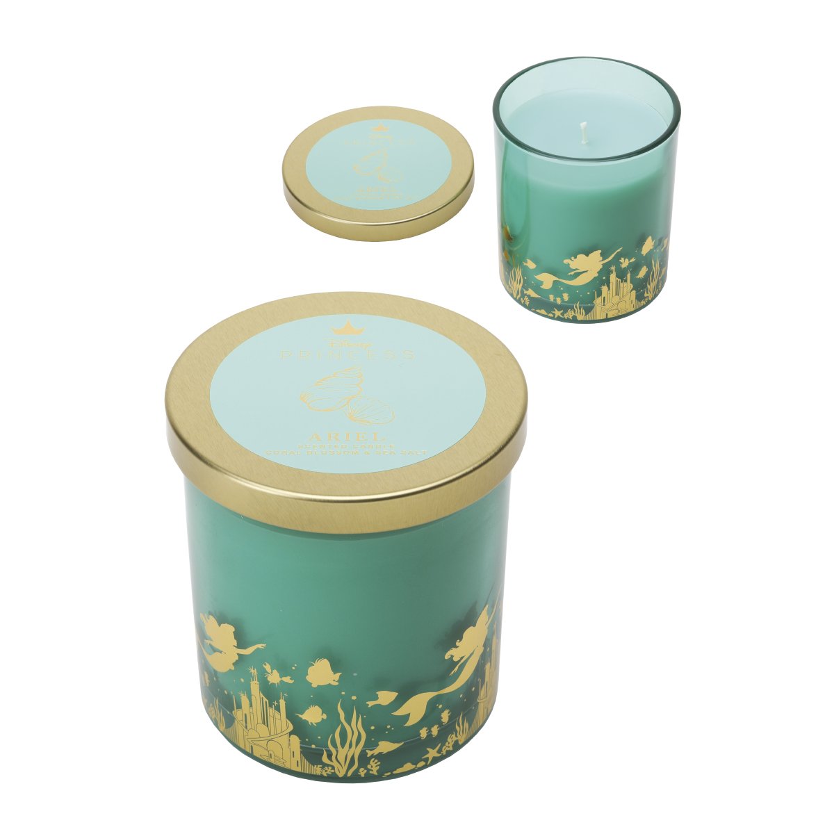 ARIEL GLASS AND METAL CANDLE CORAL BLOSSOM & SEA SALT