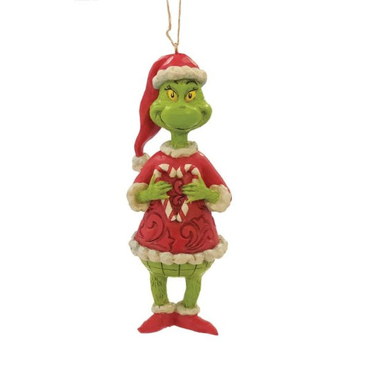 Grinch Holding Heart Shaped Candy Cane Hanging Ornament