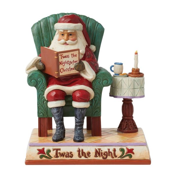 Twas the Night Before Christmas Santa Reading Figurine