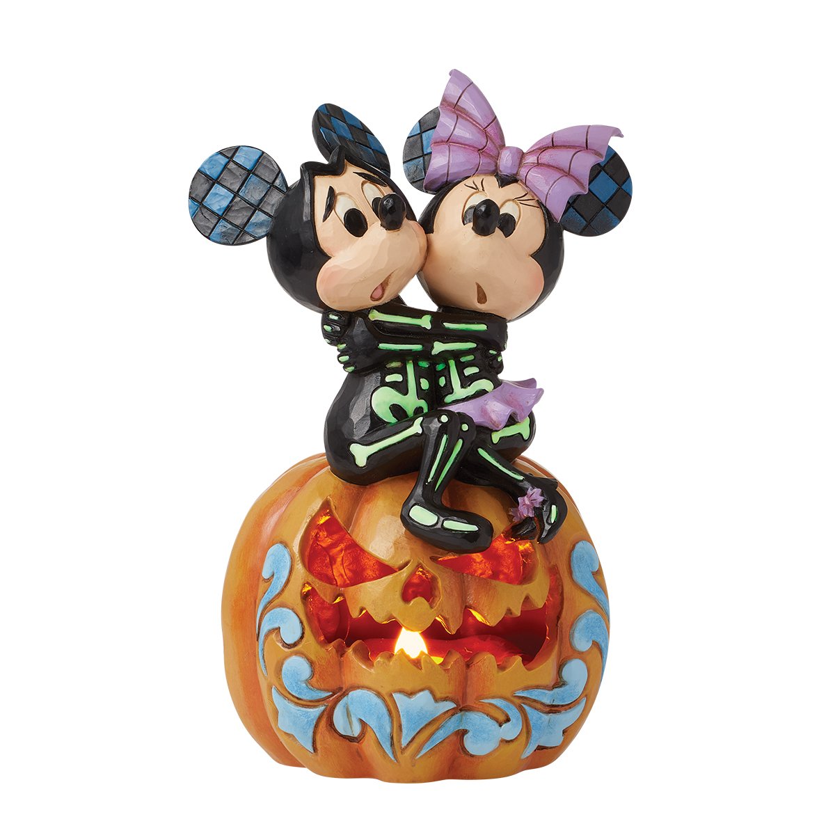Mickey & Minnie Scar Skeletons LED Pumpkin